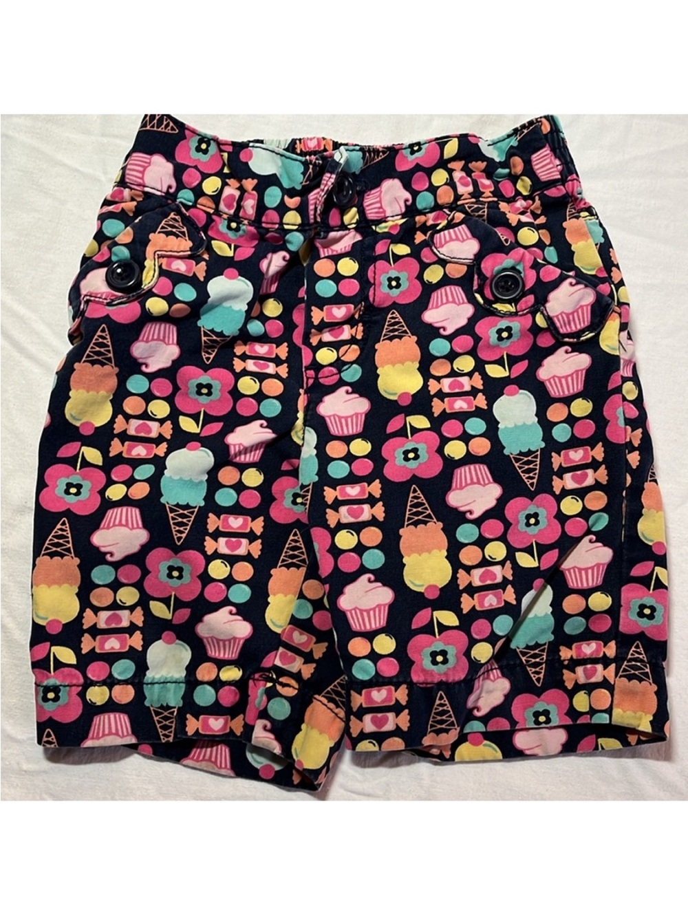 3T Girls' Navy Ice Cream & Cupcake Print Shorts